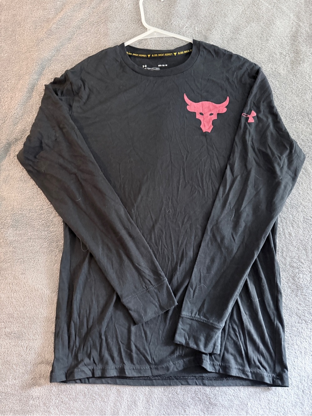 Under Armour Men’s Black Long-Sleeve Tech Shirt with Red No Bull Logo
